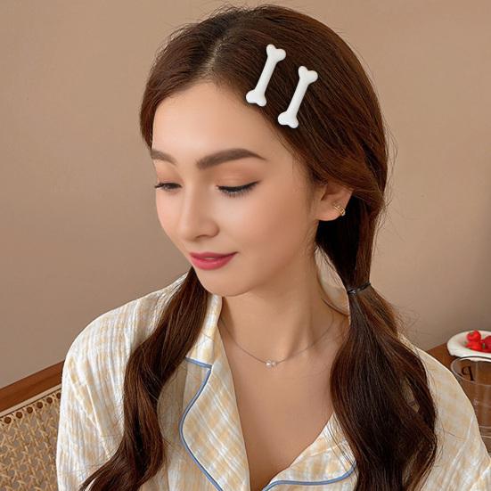 4Pcs Girl Hairpins Bone Shape Non-Slip Hair Clips Thick Fine Straight Hair Styling Tool Birthday Party