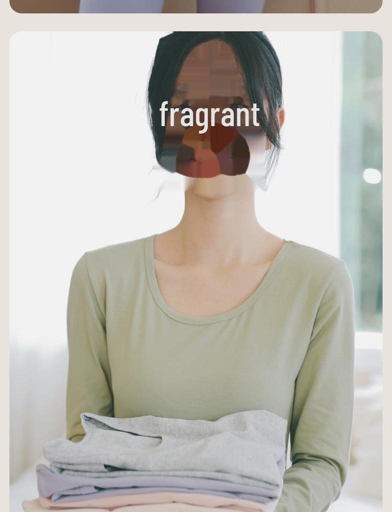 Dámský termo set z čisté bavlny: Tenký svetr a úzké kalhoty s kulatým výstřihem v jednobarevných barvách na podzim a zimu.