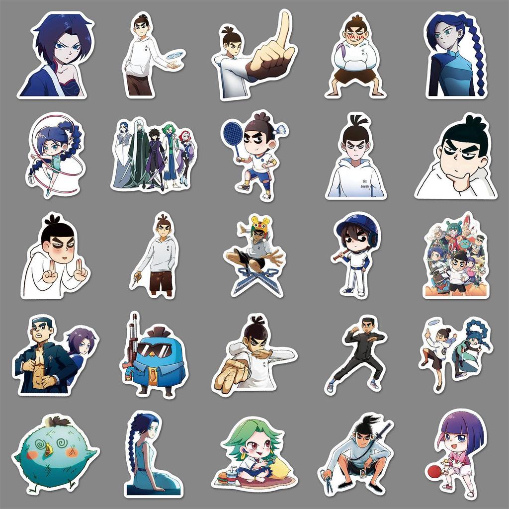 50 Assassin Wu Liuqi Cartoon Stickers: Chinese Animation Decor for Laptops & Tablets