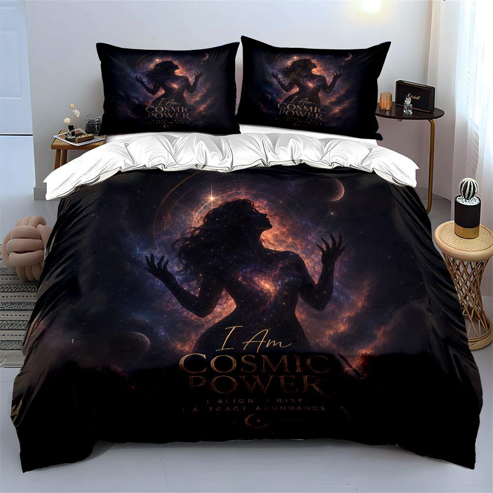 Cosmic Power Galaxy Silhouette Bedding Duvet Cover Set Duvet Cover Pillowcases (1*Duvet Cover 2*Pillowcases, Without Duvet Insert)