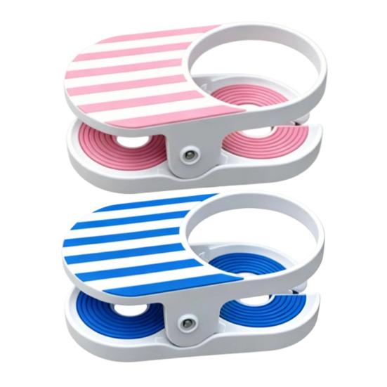 Clip-On Drink Holder for Chair, Portable Cup Holder for Beach Chair Patio Table, Striped Outdoor Clamp On Beverage Caddy for Pool Cruise