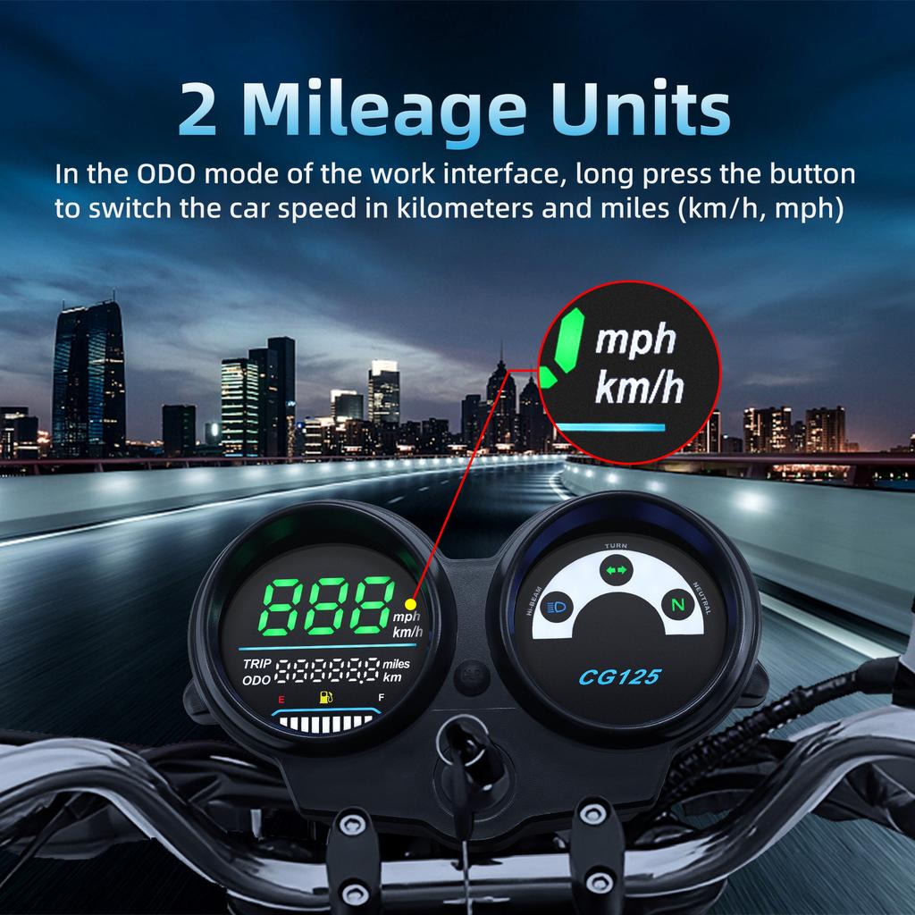 Motorcycle LED Speedometer For CG125 2000 to 2008 Fan 125 Titan 125 Digital Odometer Tachometer Fuel Level Gauge Waterproof