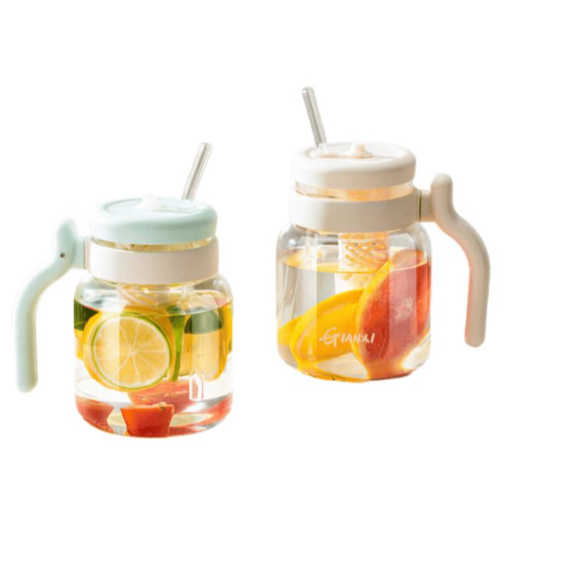 Tianxi Elegant Glass Water Bottle with Straw