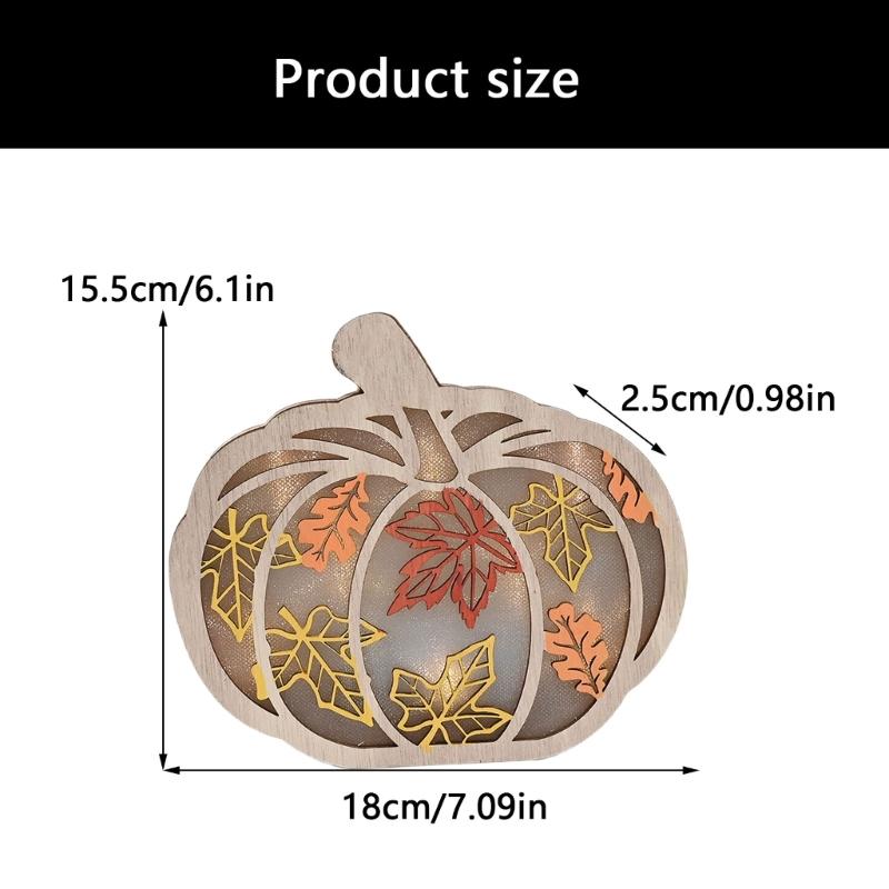 Herbst Erntefeste Holz Kürbis Tischschild Blattausschnitte LED Licht Dekoration Heimakzent für saisonale Ausstellung