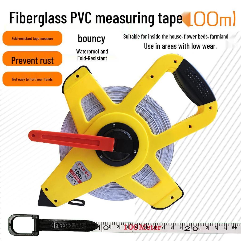 Durable, Waterproof Tape Measure Set: 50m, 30m Soft, 100m Fiber, Double-Sided Construction Ruler.