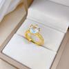 Real Gold Electroplated Open Ring, Zircon Light Luxury Personalized Ring, Index Finger Ring, The Same Simple And Cold Style