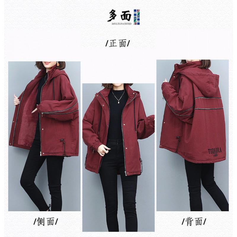 Womens Oversized Warm Cotton Puffer Coat With Hood Thickened Fleece Lined Casual Winter Jacket Plus Size