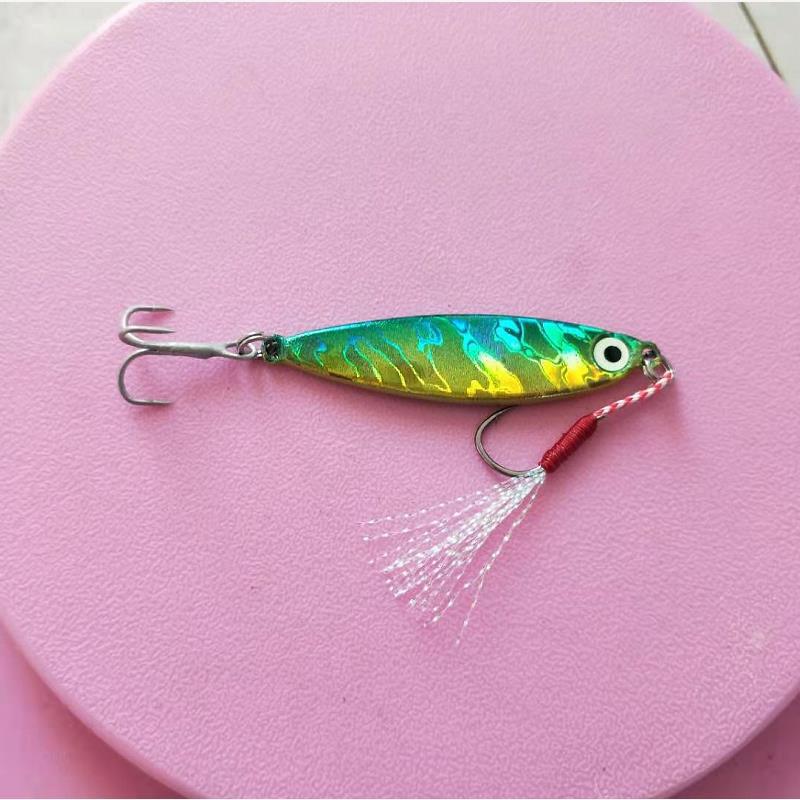 

Рыболовная блесна Железная пластина с двойными крючками с кровяным поддевом для дальнего заброса (7г, 10г, 15г) - Идеально для испанской макрели, окуня, кутера. 15g