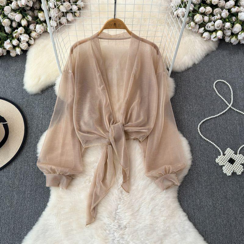 

Ice Silk Small Waistcoat Sling Dress Outer Wear Cardigan Khaki All yards