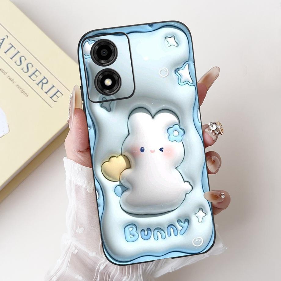 For Motorola Moto E13 4G Phone Case Moto E14 5G Back Cover Soft Matte Silicone Slim Fundas Lovely Panda Rabbit Flower Cartoon