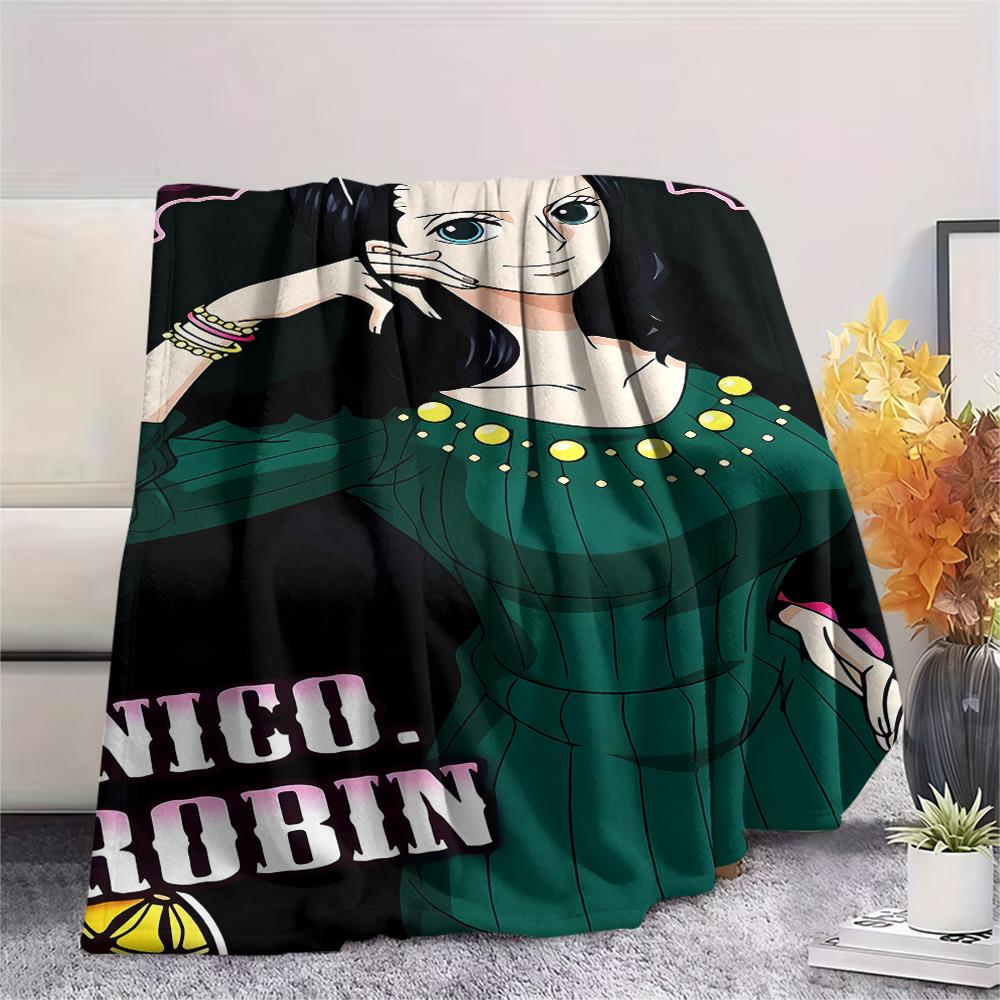 One Piece Charakter Print Flaneldecke, Hohe Qualität, Bequem für alle Jahreszeiten, Heimdekoration, Wärme und Komfort, Perfekt für Weihnachtsgeschenke