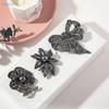 Vintage Rhinestone Black Pearl Alloy Bow Brooch Women's Clothing Accessory Pin Gifts Jewelry Accessories