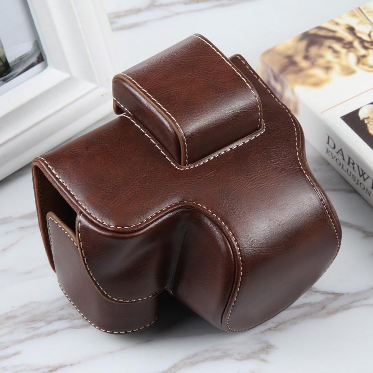 

Для камери Nikon Z50 / Z30 повна магнітна шкіряна сумка з ремінцем кавовий