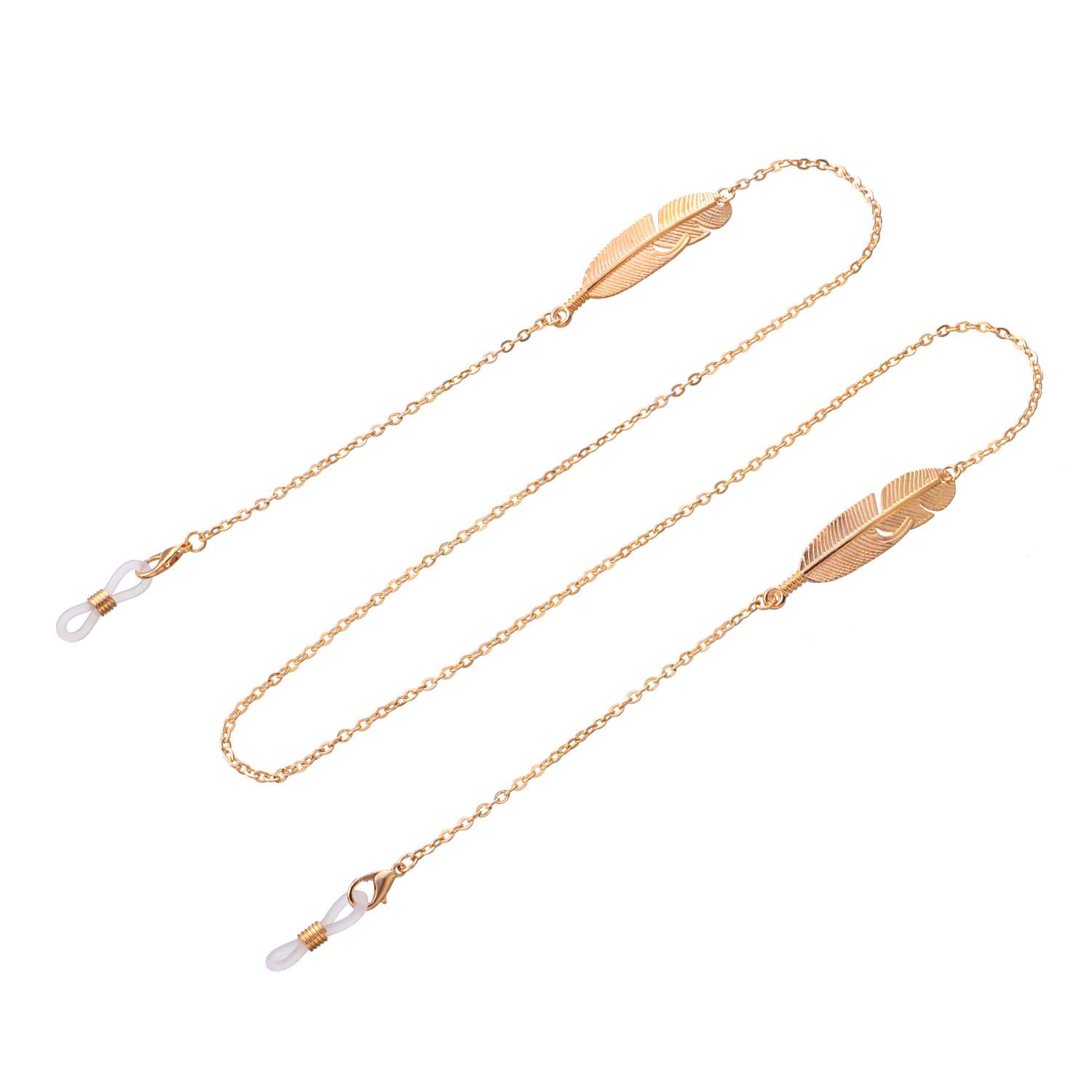 

Simple symmetrical alloy metal feather glasses chain, versatile and multi-purpose anti-skid and anti-lost lanyard золотой