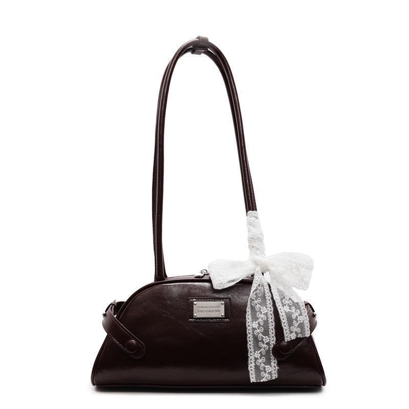 

2025 Sweet Girl Lace Bow Shoulder Bag - Women s Stylish Underarm Design кофейный