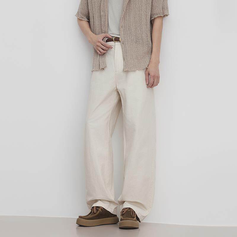 MUS American old money retro straight casual pants men's spring new loose drape splicing retro long pants men