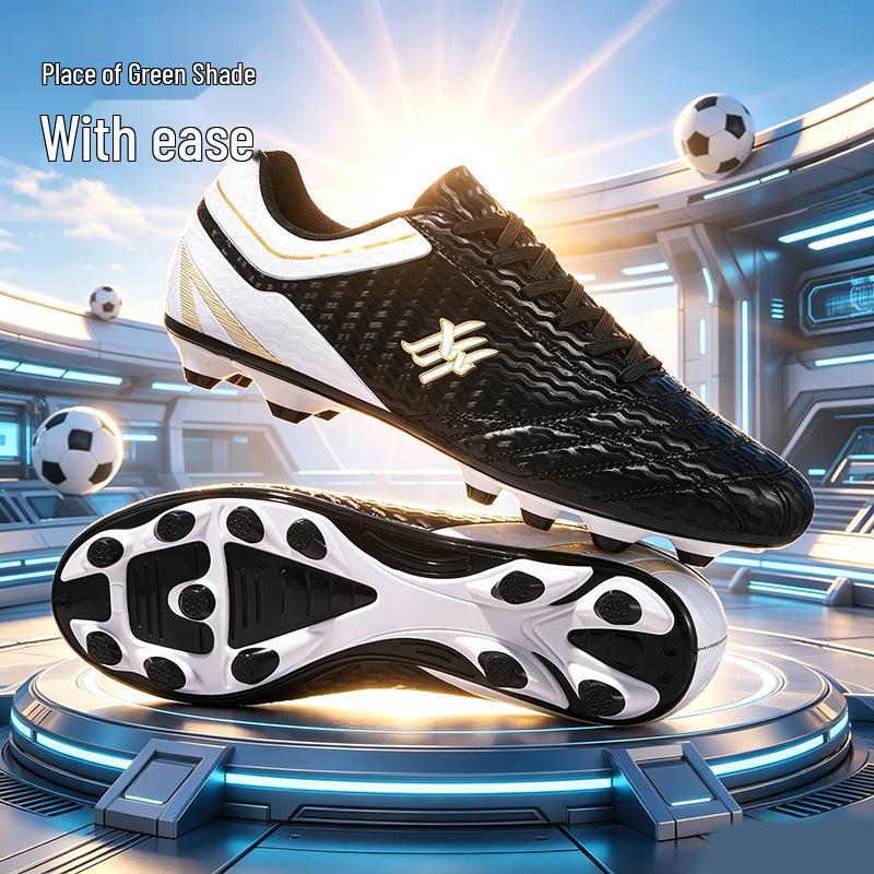 Professional Youth Futsal Low-Top Lace-Up Football Shoes with Long Studs
