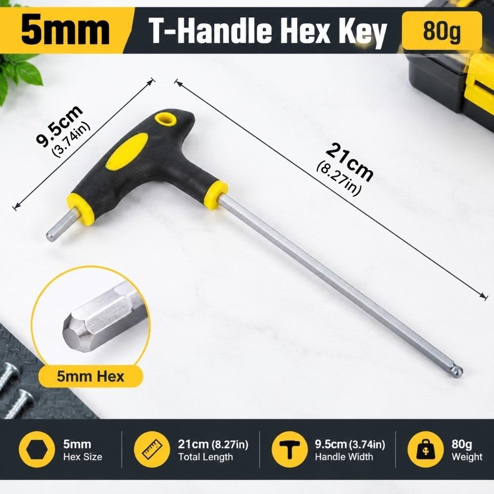 Ball End Tip Hex Key Wrench Magnetic Tip Allen Wrench Durable T Handle Wrench Bike Maintenance