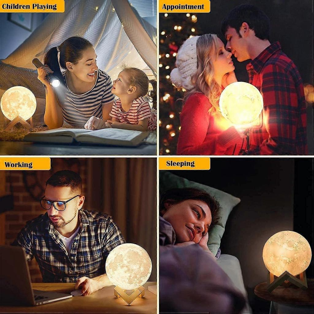Moon Light, 16 Colors with Wooden Stand, Remote Control, USB Charging