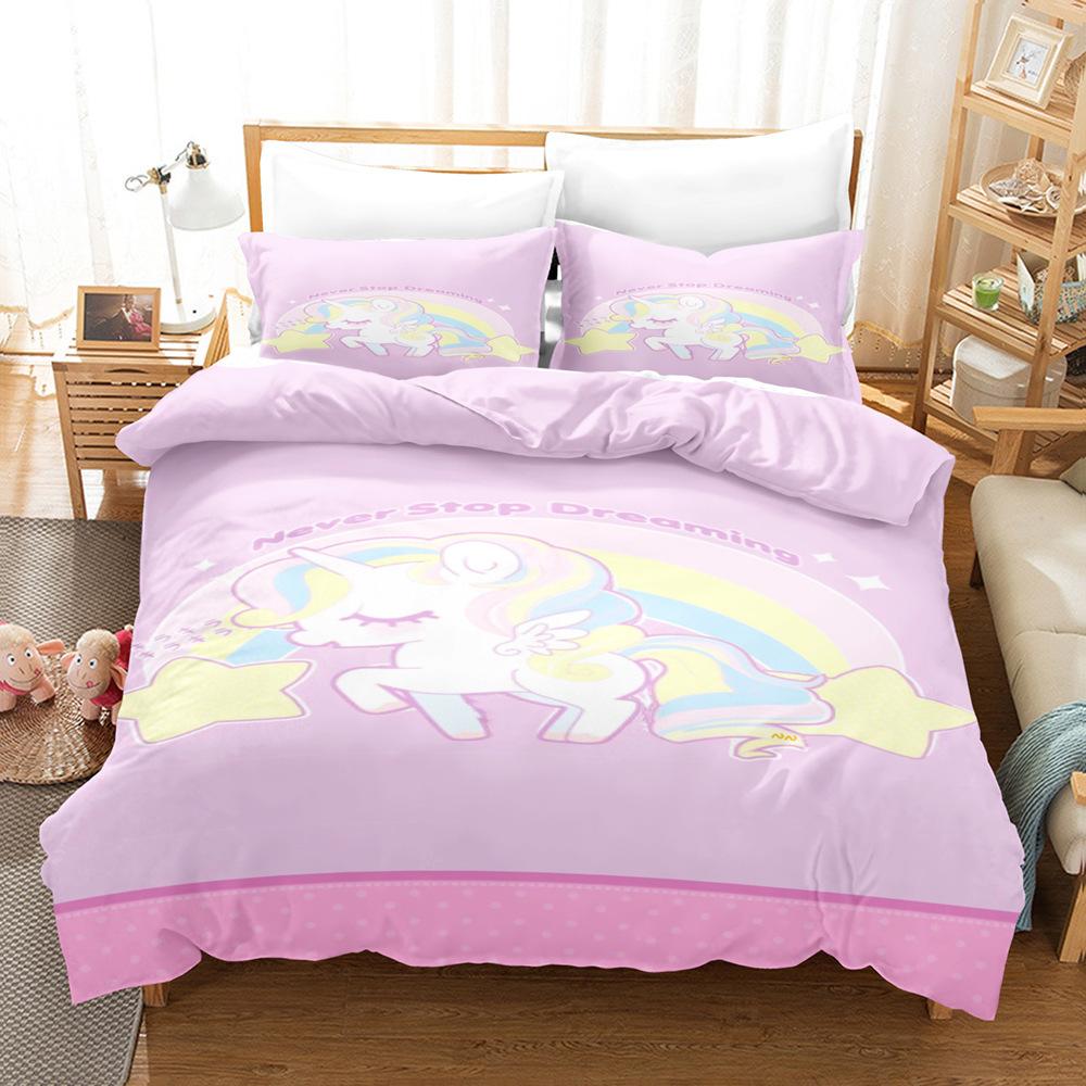 

Unicorn Quilt Cover Pillowcase Three-Piece Digital Printing Kit 90 * 200