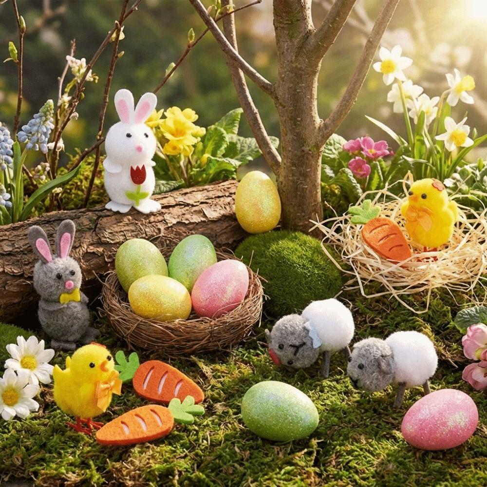 Happy Easter Easter Eggs Chick Ornament Handmade Bunny Chicken Doll  Festival Party