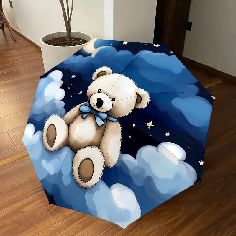 1PC Bear Clouds Umbrella-8-Rib Reinforced, Automatic Open, Lightweight & Durable, Fashion Accessory for Outdoor, J0344