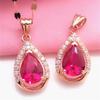 Color Gold Purple Gold Water Drop-Shaped Redstone Pendant Rose Gold-Plated Exquisite Light Luxury Necklace Women