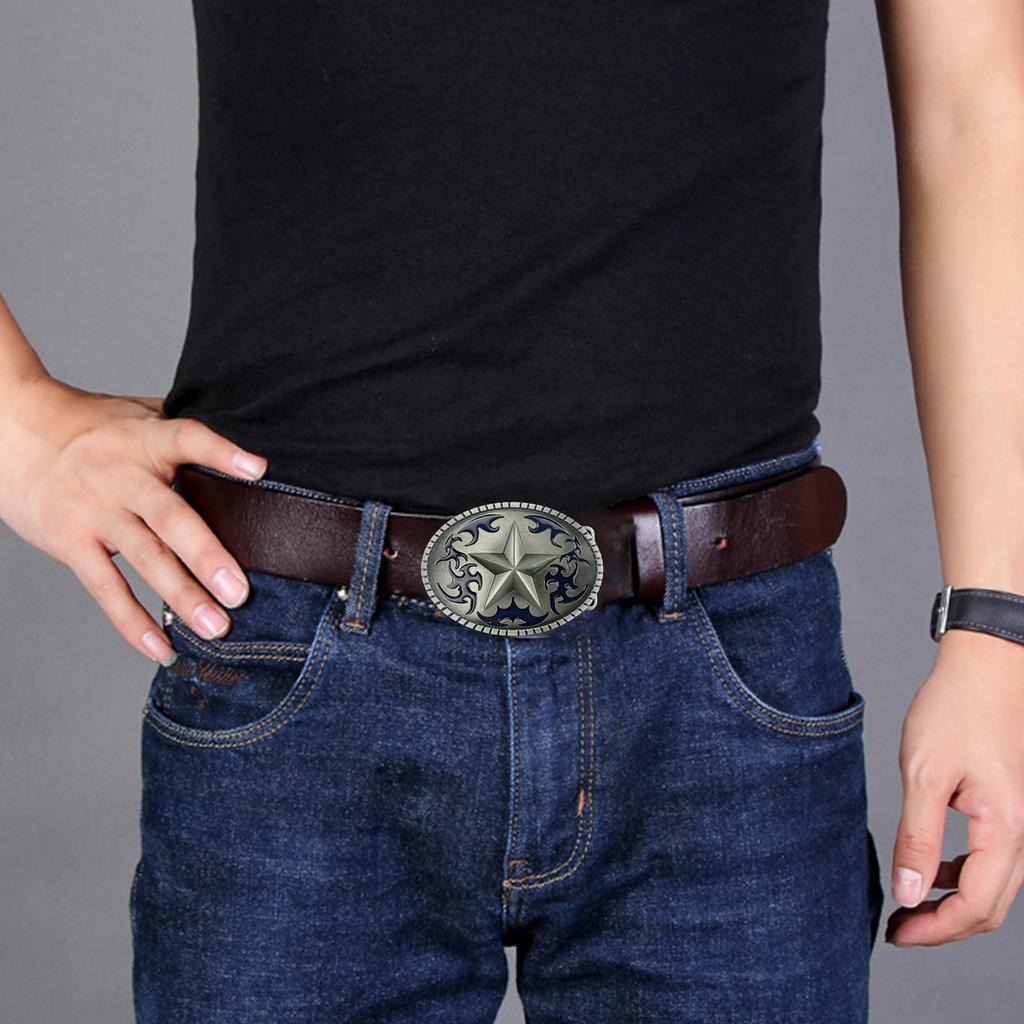 Replacement Belt Buckle Retro Star Metal Leather Craft Belt Buckle Photo Props Punk Belt Buckles for Men Women
