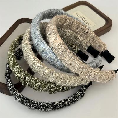 New Arrival Handmade Knitted Winter Headband Sweet Style Hairbands Fashionable Hair Accessory Versatile Ribbed  Hairbands