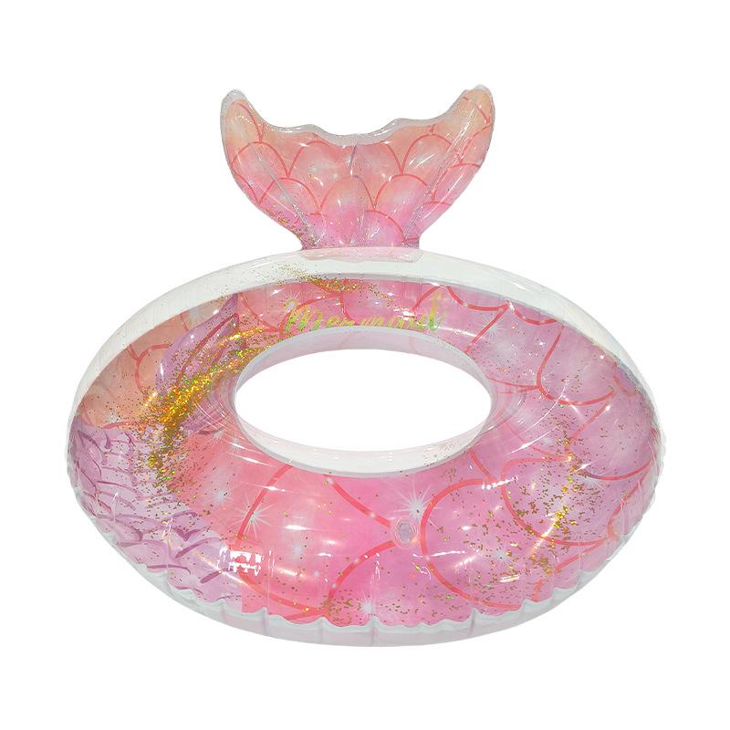 Starry Sky Sequin Mermaid Swim Ring: Thickened Inflatable Children's Float