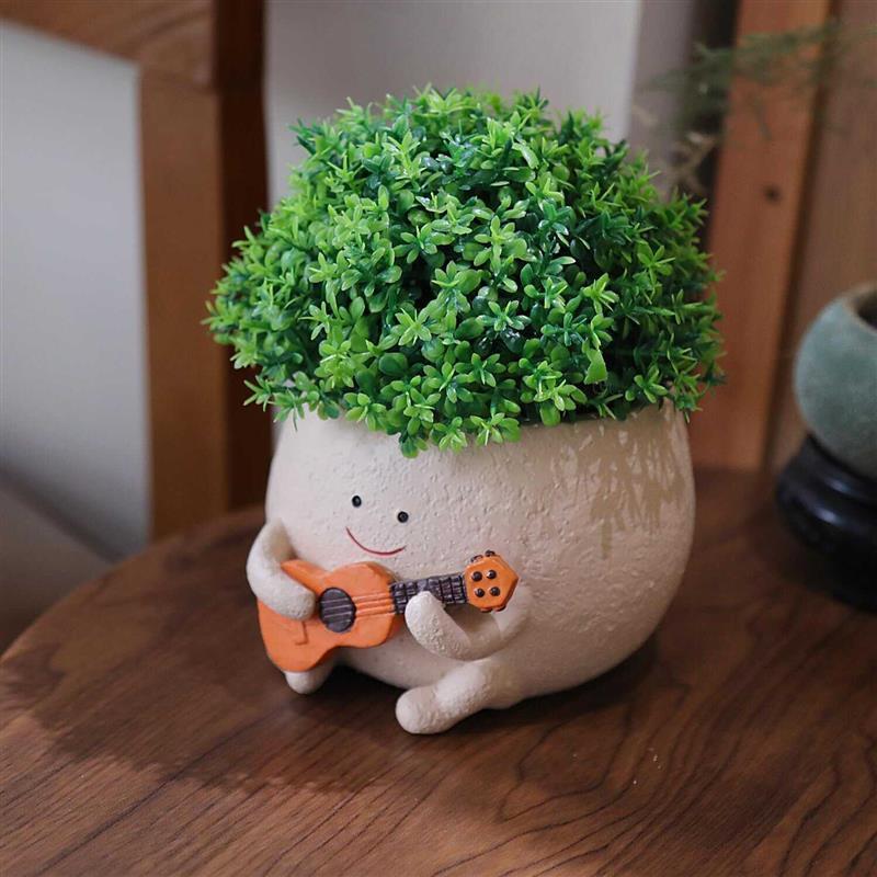 Face Planter Pots For Indoor Plants Cute Guitar Plant Pot, Smiley Face Flower Pots Succulents Planter Gift Ideal