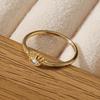 Golden Copper Marquise Cut Synthetic Zircon Ring Minimalist Stackable Band for Women