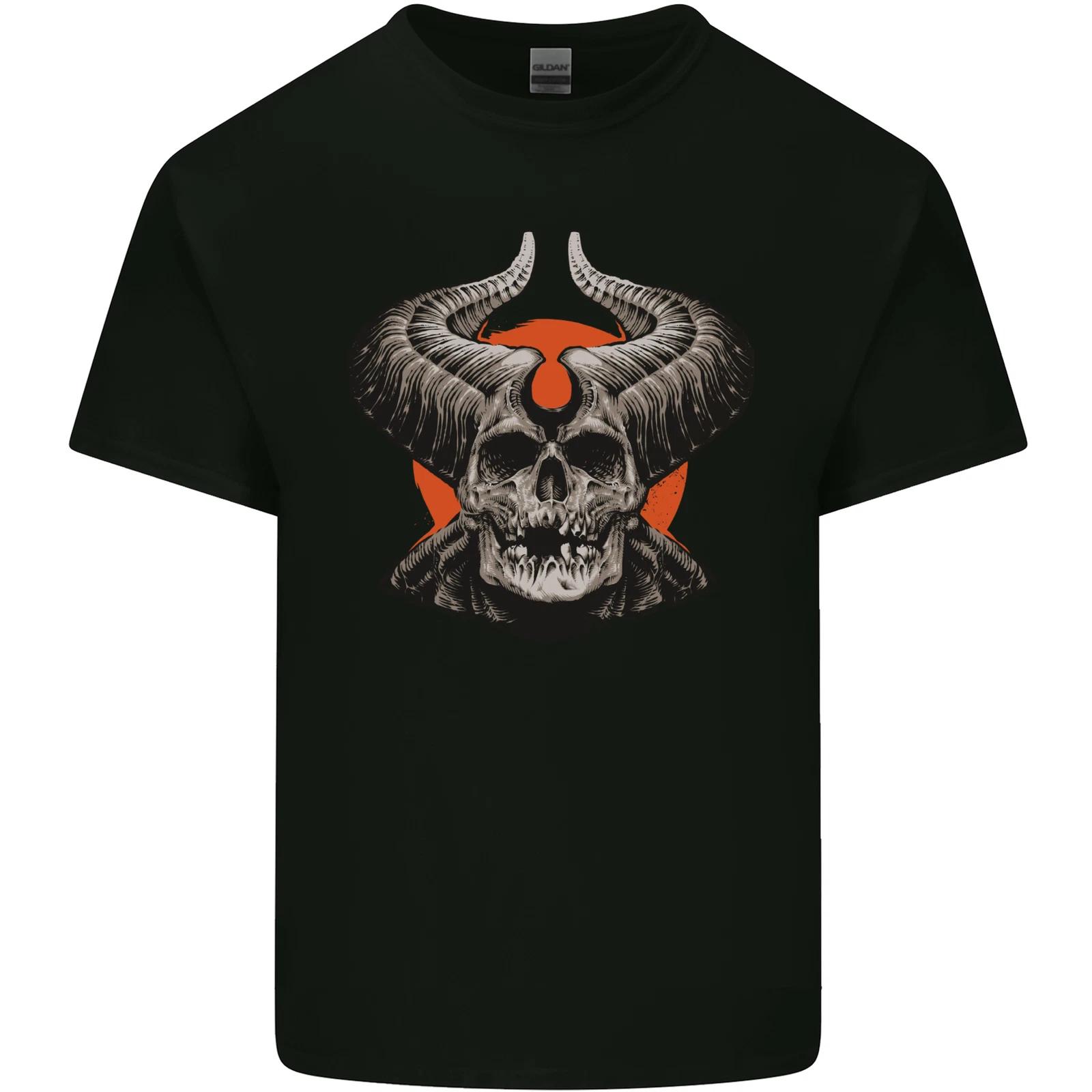 Devil Skull With Huge Horns Kids T-Shirt Childrens 2XL