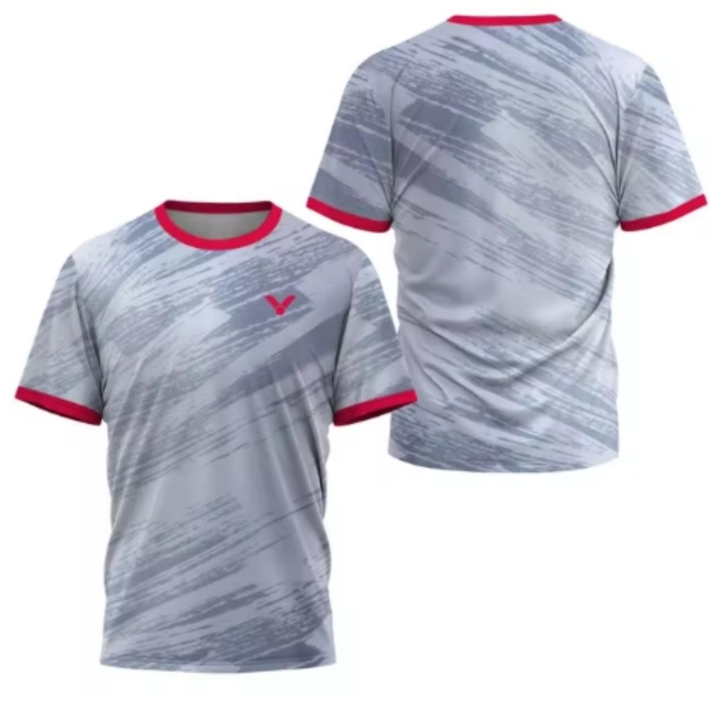 Laser Neon Print Men's Badminton T-Shirt Luxury Brand Short Sleeve Men's Summer Table Tennis T-Shirt Quick Dry Short Sleeve Tee