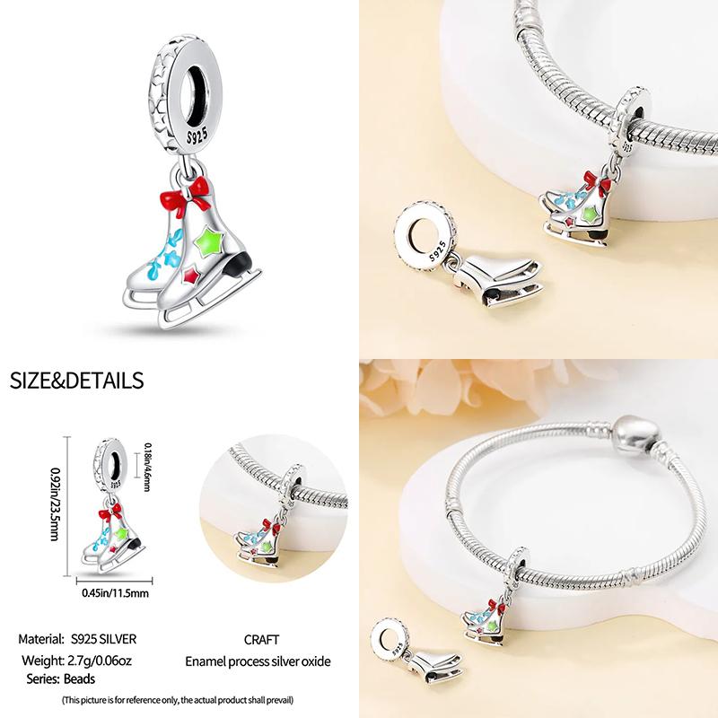 New In Christmas Series Charm Beads Fits Pandach Original Bracelet For Women Copper Pendant Bead Jewelry Festival Gift