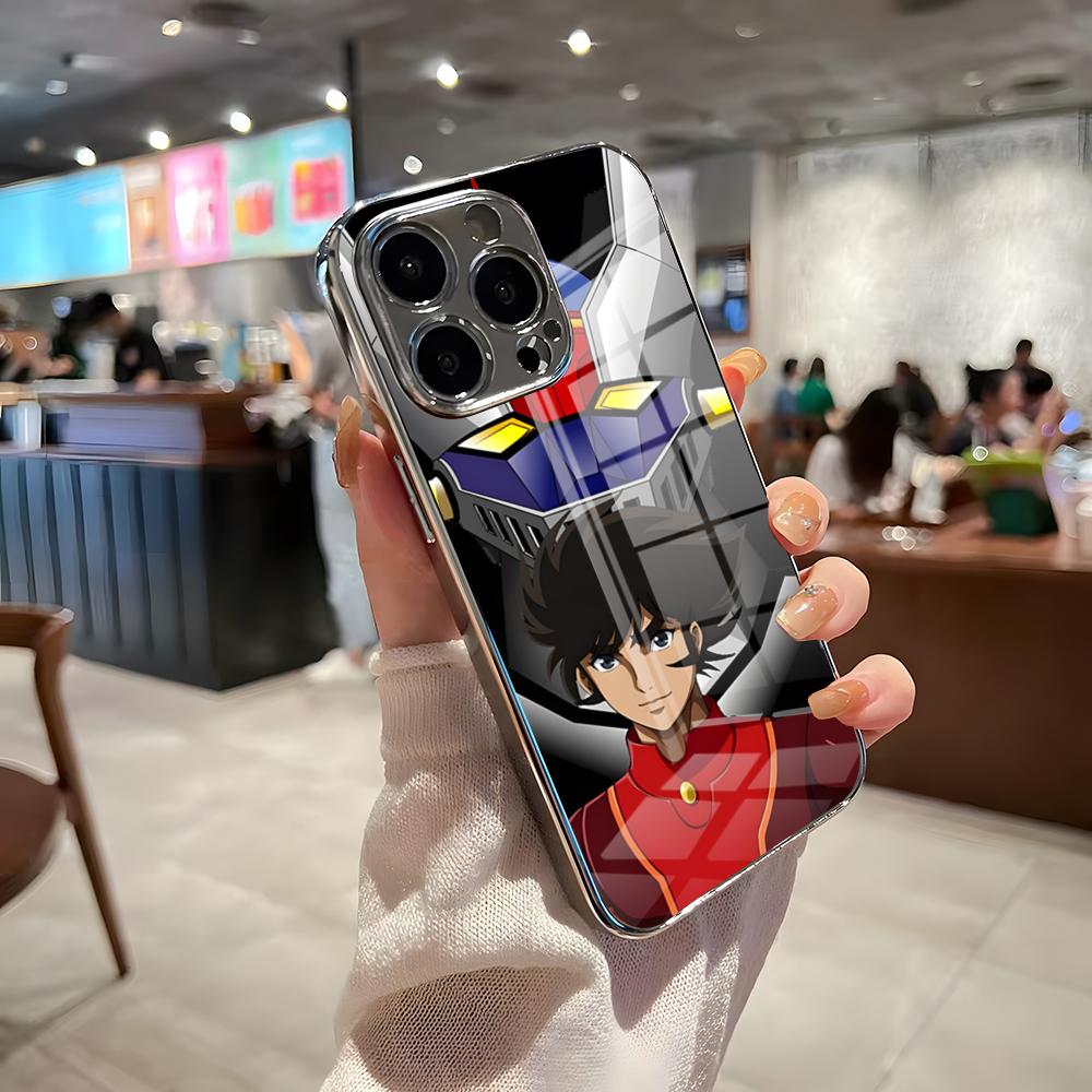 Anime M-Mazinger Z Phone Case For IPhone 17 Pro Max 15 Pro 16 14 Plus 12 13 Mini 11 Pro Shockproof Electroplated Glass Cover