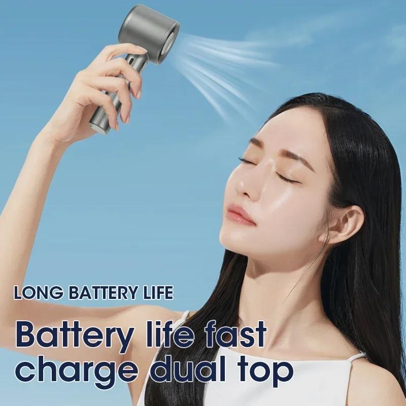 Mute Handheld Fan Mini Personal Highspeed Fan Portable Electric Fan USB Rechargeable 120 Gear Handheld Fan With Power Display