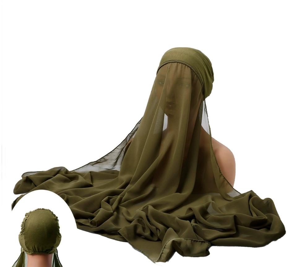 Ramadan Instant Hijabs Chiffon Hijab Scarf With Jersey Caps Bonnet Brand Design Muslim Scarf Women Islamic Underscarf Hijabs