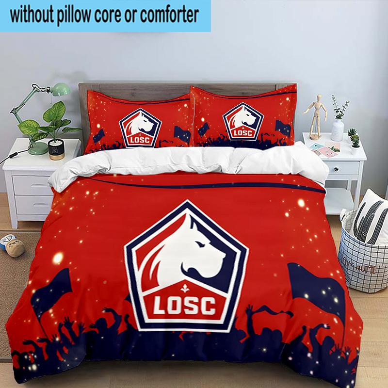 Losc Football Crest 3PCS Bedding set,Ideal for1pc Duvet Cover And 2pcs Pillowcases Perfect for Christmas gift,Ideal for Bedroom, Dormitory
