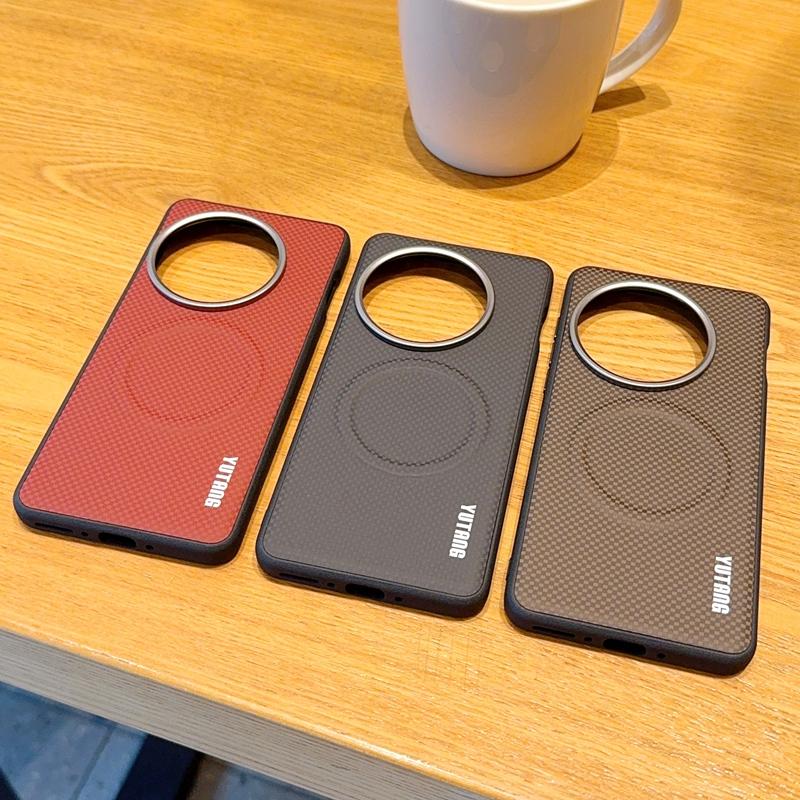 For OnePlus 13 1+ 13 Case Magnetic Carbon Fiber Texture PU Leather Skin Protective Back Metal Lens Button Soft Cover