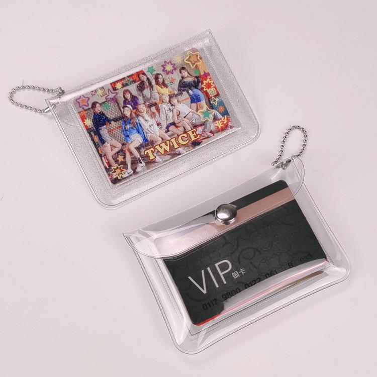 Starry Sky Glitter Card Holder: Transparent, Portable ID & Bank Card Cover with Coin Purse