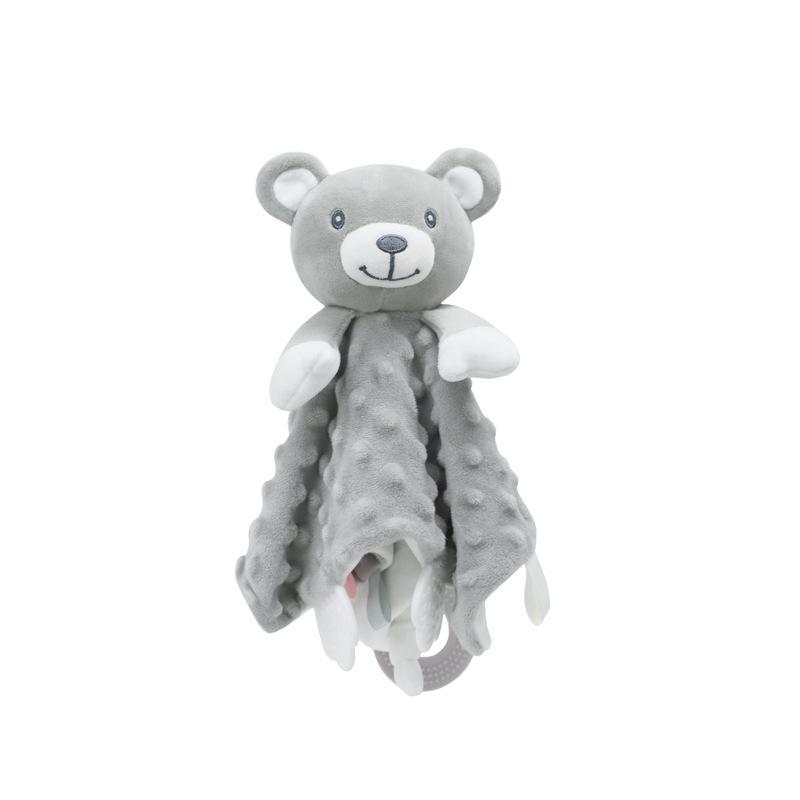 BBSKY Baby Animal Plush Toy: Cartoon Soothing Towel & Silicone Teether Rattle