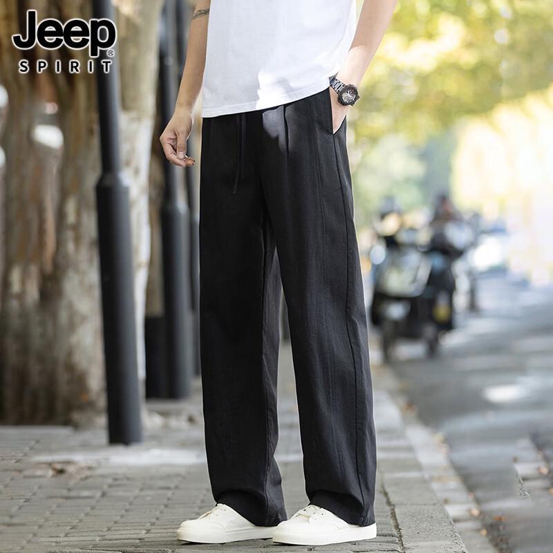 JEEP SPIRIT Men s Chinese Style Cotton Linen Casual Pants L