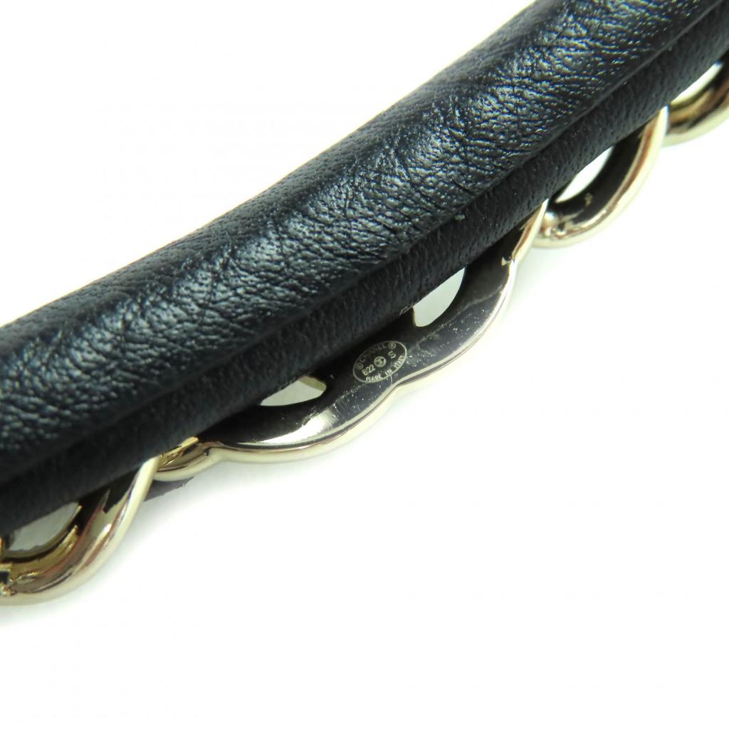 Excellent CHANEL Hair Accessory Black Gold Leather Women B22S Used