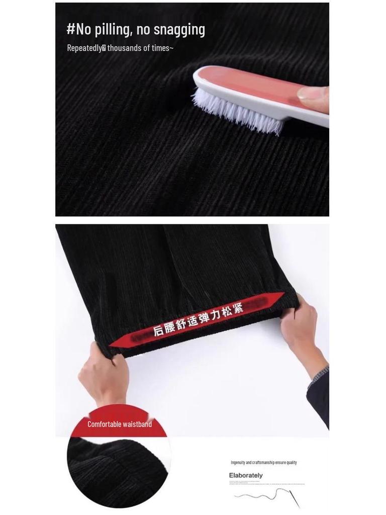 Black Corduroy A-line Skirt for Women - 2025 Autumn/Winter, Plus Velvet & Thick for Extra Warmth