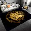 Harry Potter Gold Hogwarts Crest on Black Detail Rug, Detailed Gold Crest Style Design, Cozy Fan Rug Decor, Soft Touch, and All Seasons Gift