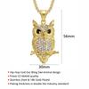 Hip Hop Iced Out Owl Pendant Necklace For Women Gold Color Stainless Steel Animal Bling AAA CZ Necklace Women's Jewelry