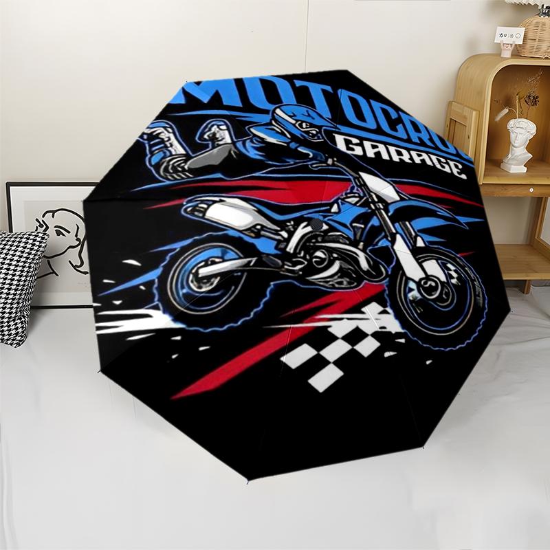 off road motorcycles Theme Automatic Umbrella, Lightweight & Portable, 8 Rib, Perfect for Outdoor Travel, Birthdays, Christmas, Gifts.