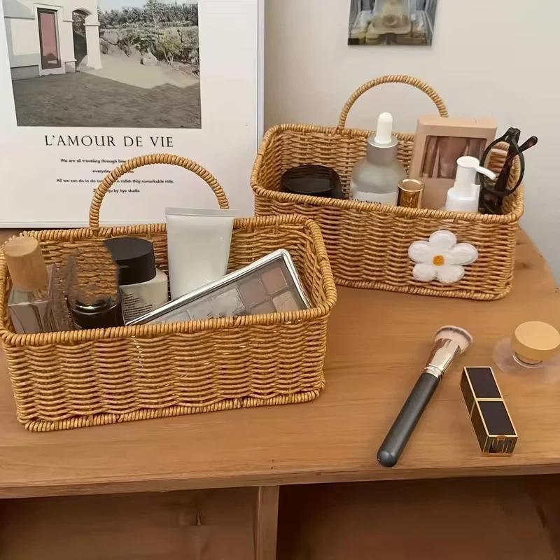 Imitation Rattan Woven Ginger And Garlic Egg Wall Hanging Storage Basket Bathroom Wall Hanging Basket