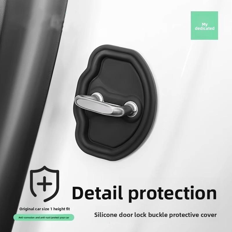 4KS Vylepšený Kryt Zámku Dveří Auta, Silikonový Kryt Zámku Dveří Auta pro Ochranu Dveří Auta a Snížení Hluku, Univerzální